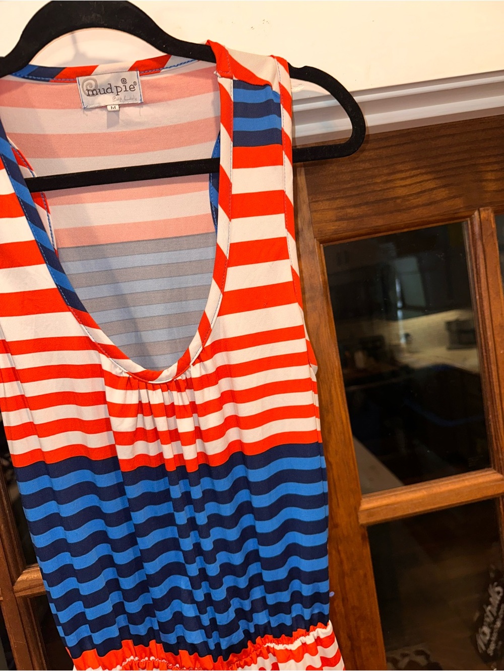 Mudpie Size Medium Striped Red, White & Blue Sleeveless Summer Dress - Picture 4 of 11